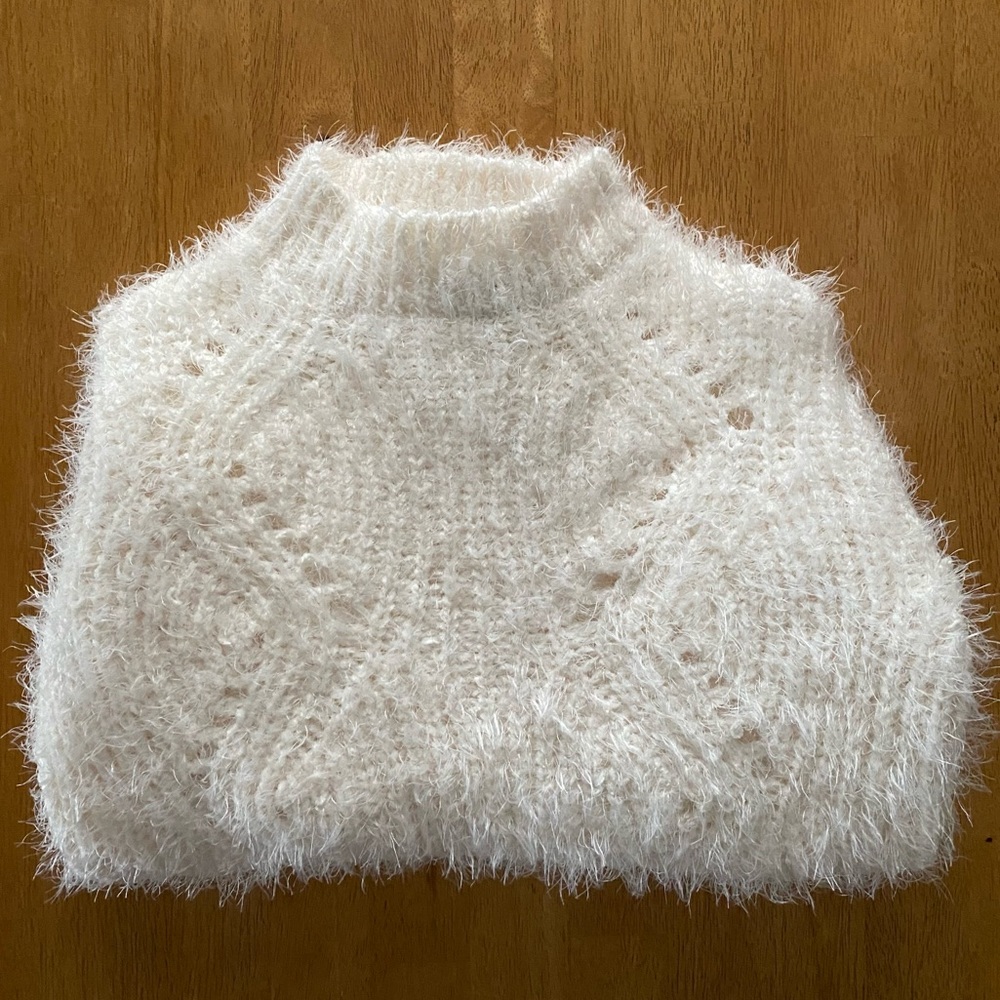 White Fuzzy Freshman Sweater - Juniors Sweater - Picture 1 of 3